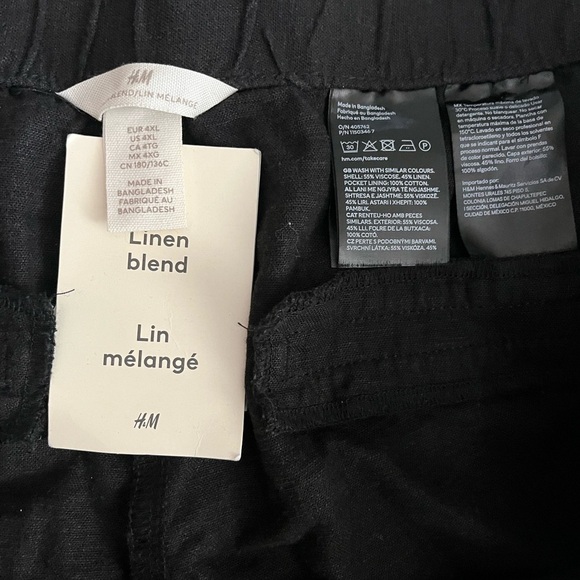 [4XL]H&M Women Black Linen Viscose Blend Zipper Button Front Closure Ankle Pants - Picture 7 of 11
